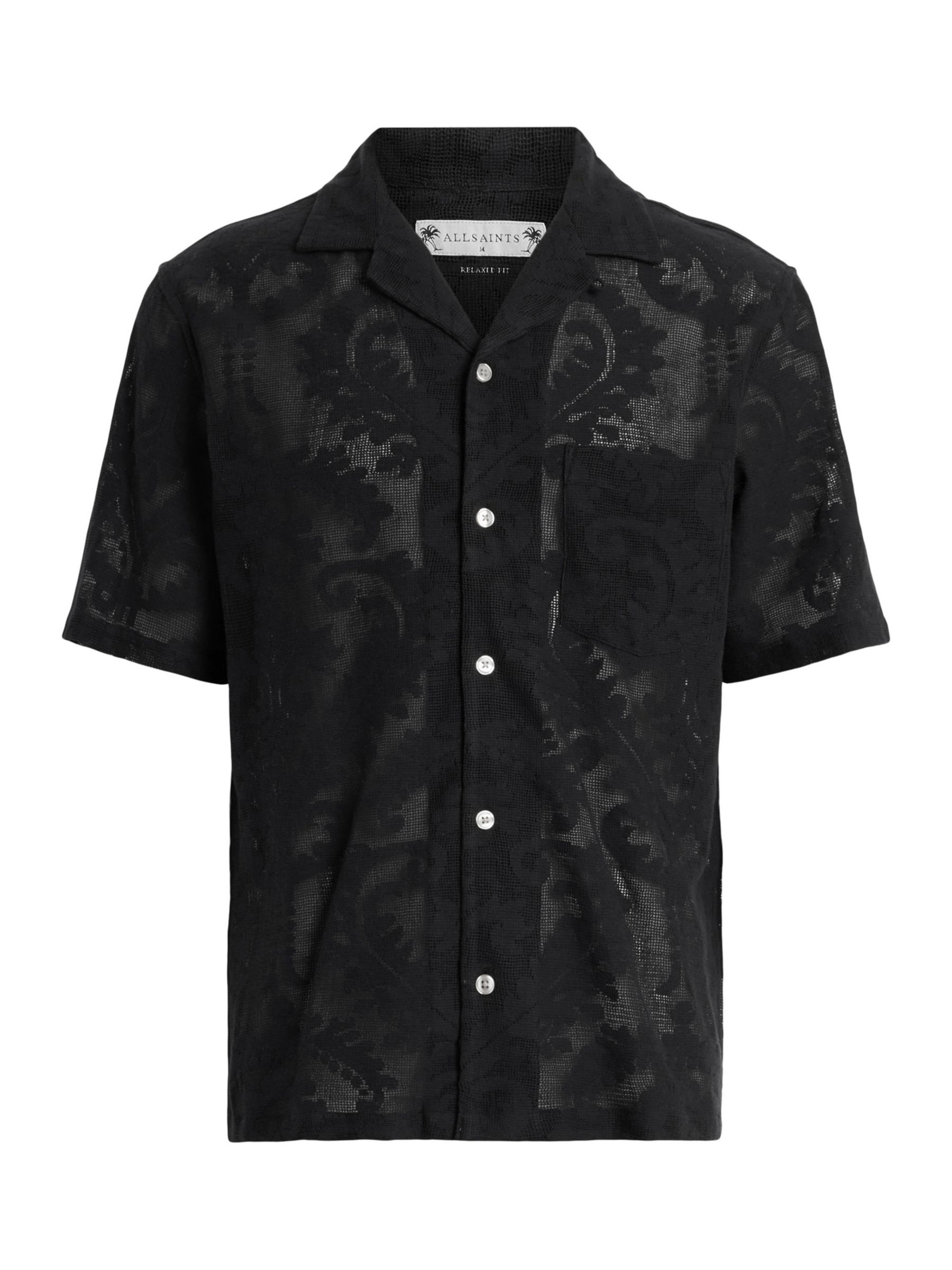 AllSaints Cerrito Short Sleeve Shirt, Jet Black, L
