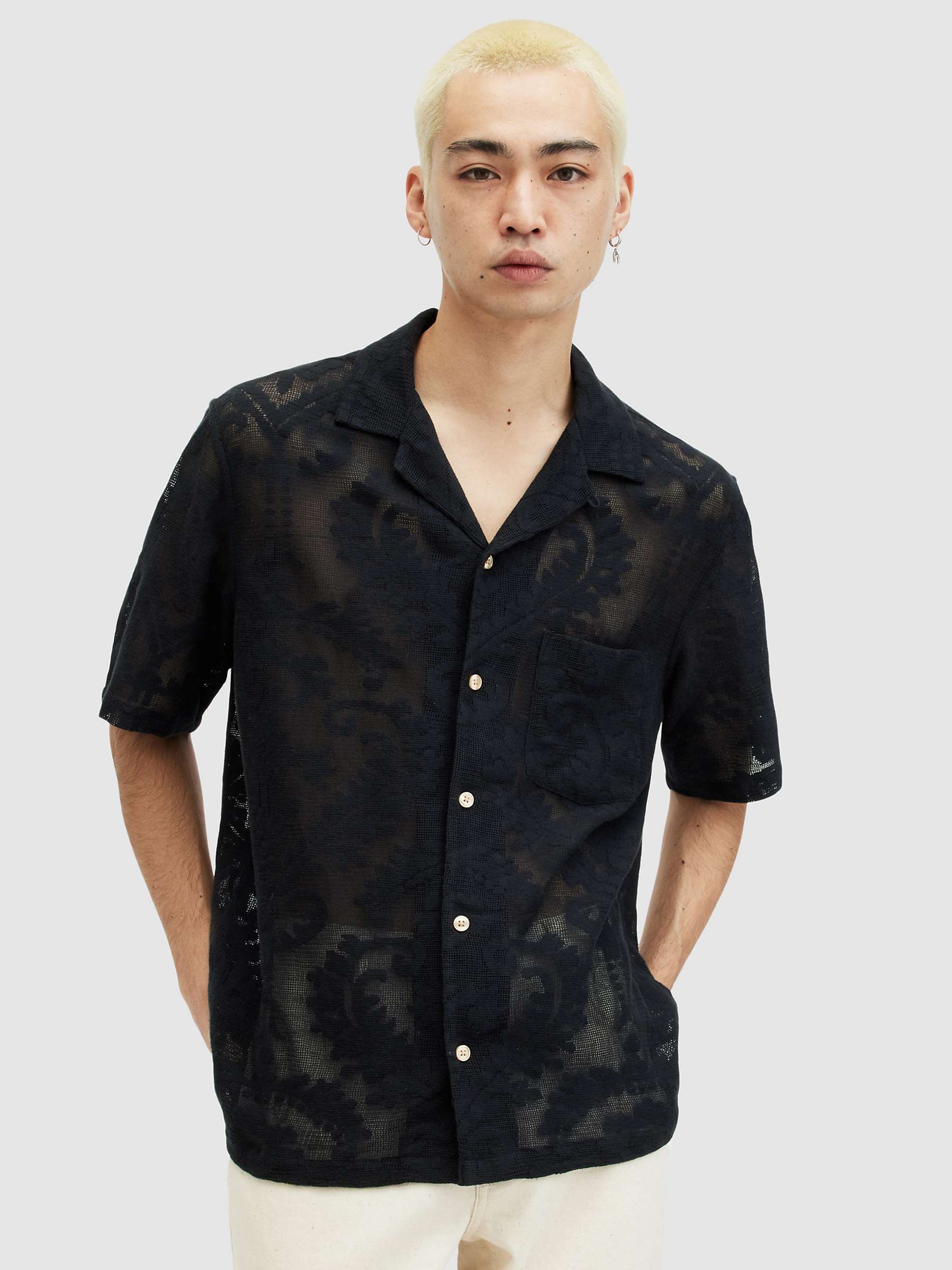 Buy AllSaints Cerrito Short Sleeve Shirt, Jet Black Online at johnlewis.com