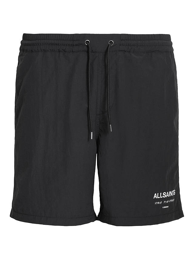 AllSaints Underground Logo Swim Shorts, Jet Black