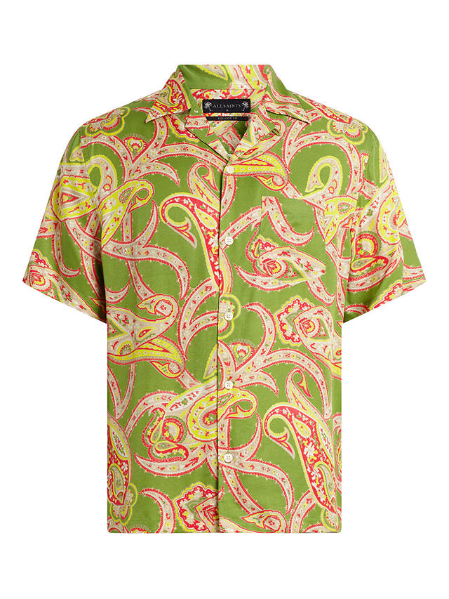 AllSaints Morganza Short Sleeve Shirt, Green/Multi
