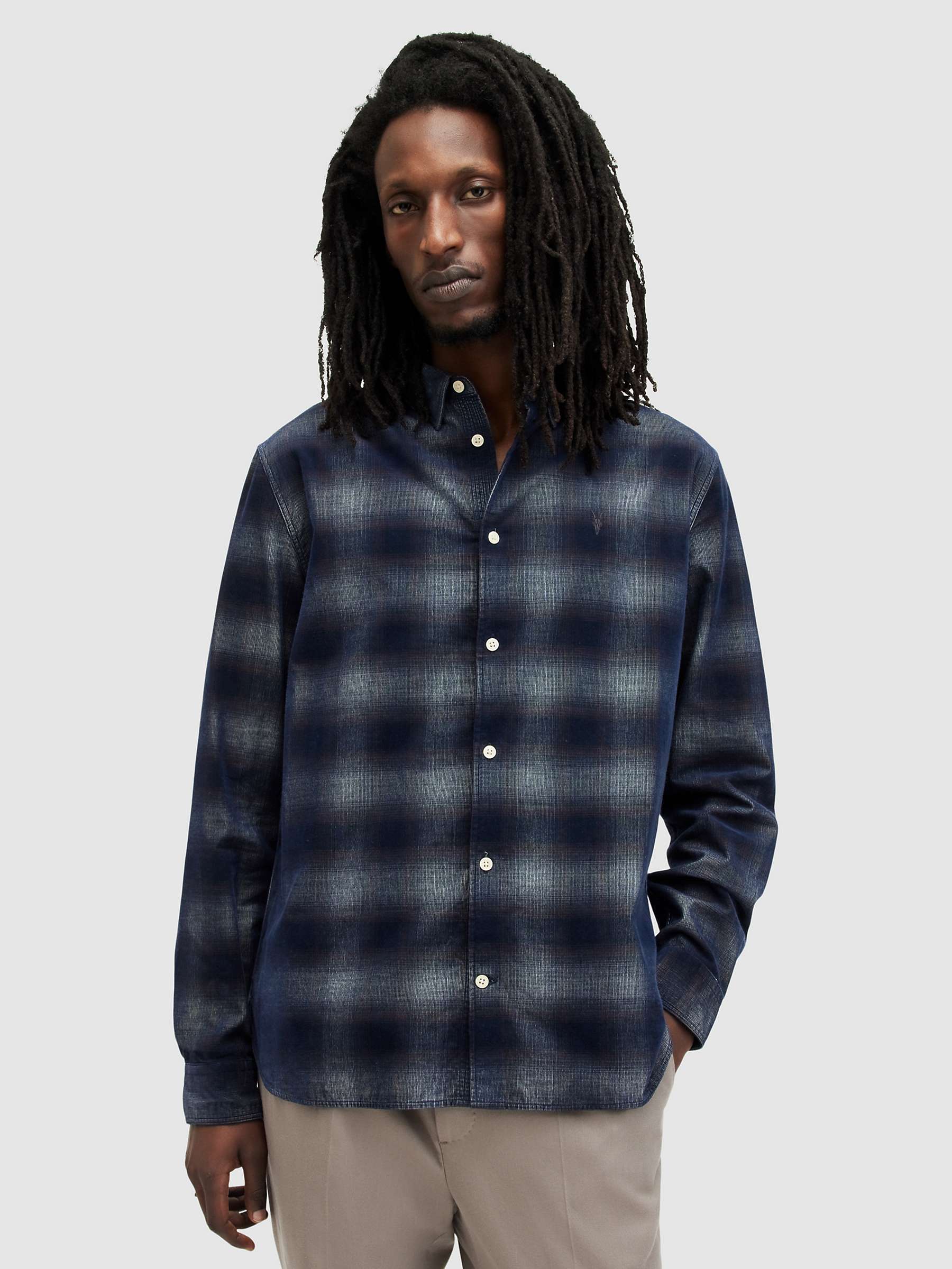 Buy AllSaints Salinas Long Sleeve Shirt, Blue/Multi Online at johnlewis.com
