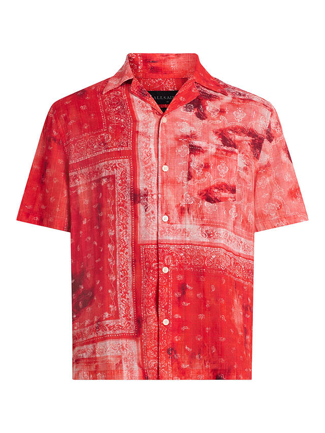 AllSaints Organic Cotton Tijuana Short Sleeve Shirt, Apple Red