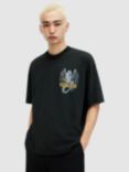 AllSaints Dragon Skull Short Sleeve T-Shirt, Washed Black, Washed Black