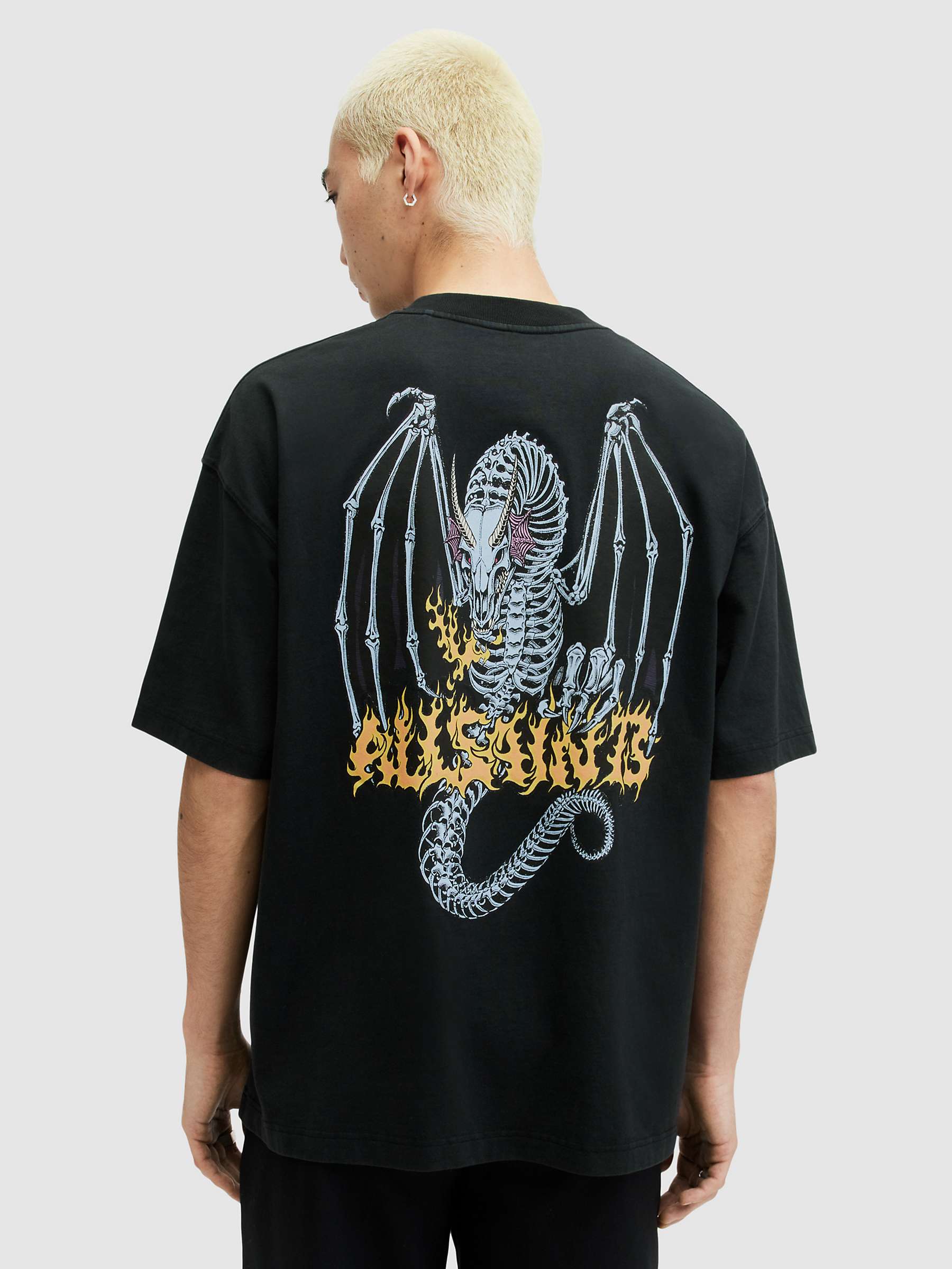 Buy AllSaints Dragon Skull Short Sleeve T-Shirt, Washed Black Online at johnlewis.com