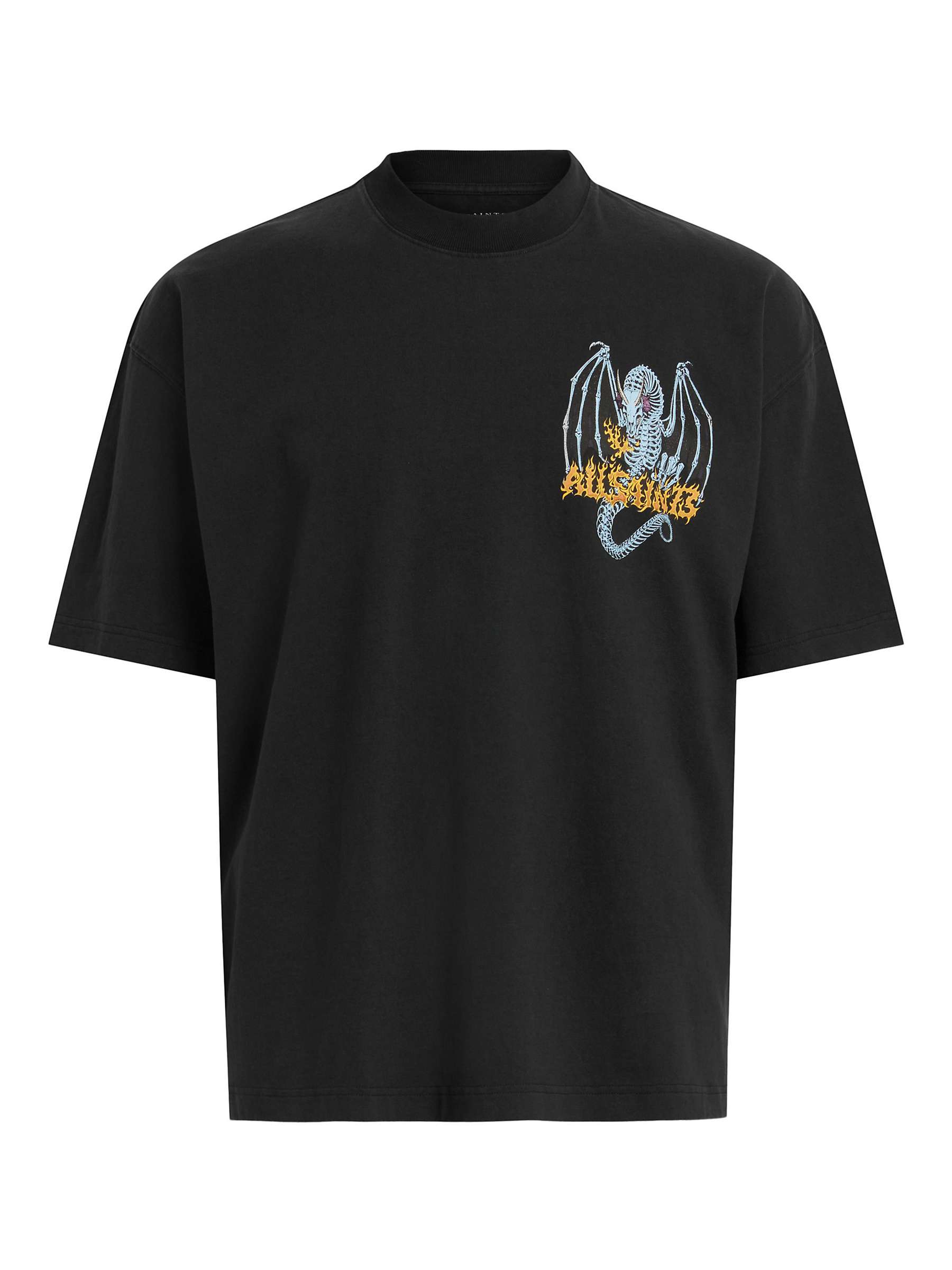 Buy AllSaints Dragon Skull Short Sleeve T-Shirt, Washed Black Online at johnlewis.com