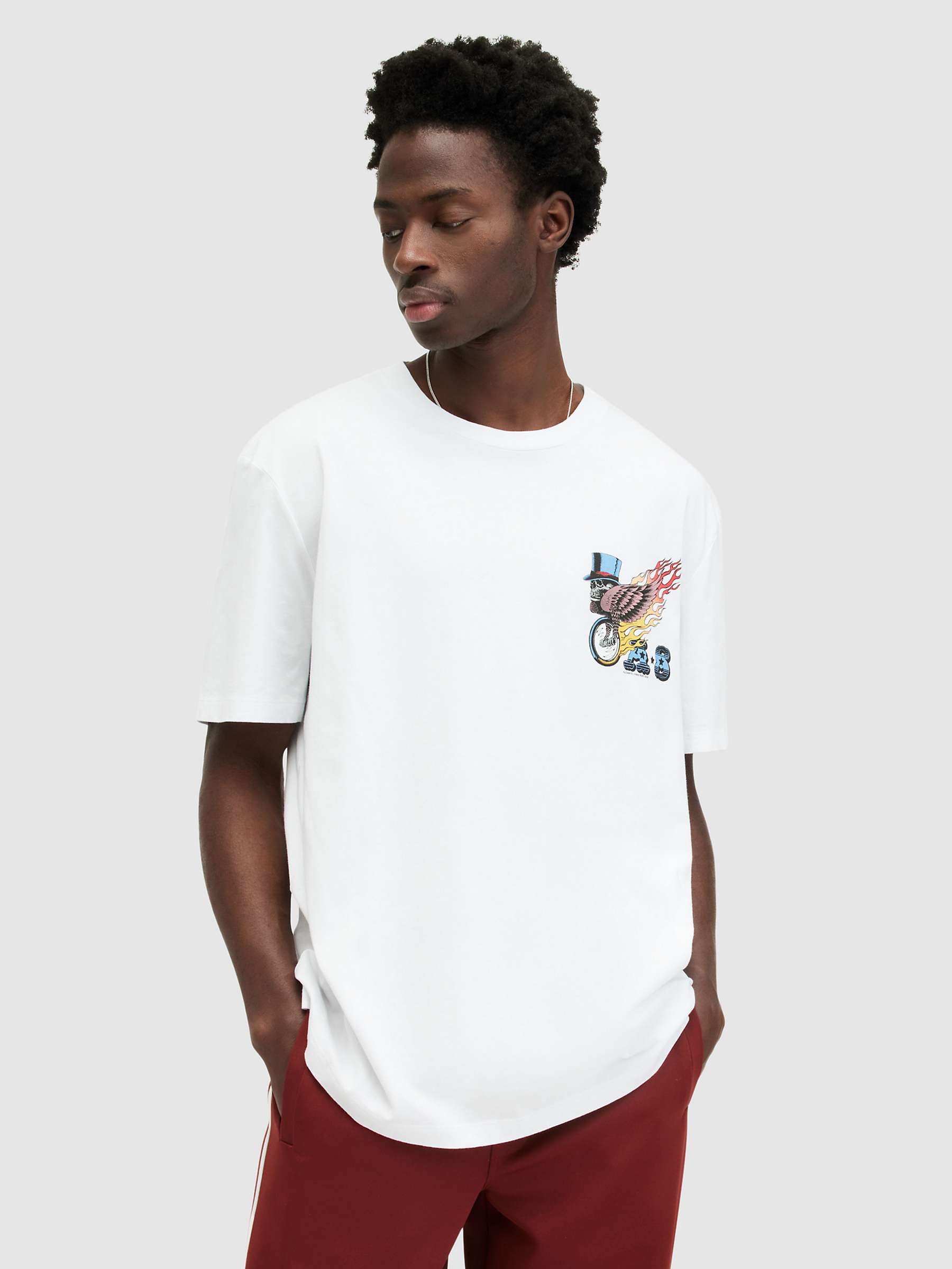 Buy AllSaints Roller Organic Cotton T-Shirt, Optic White Online at johnlewis.com