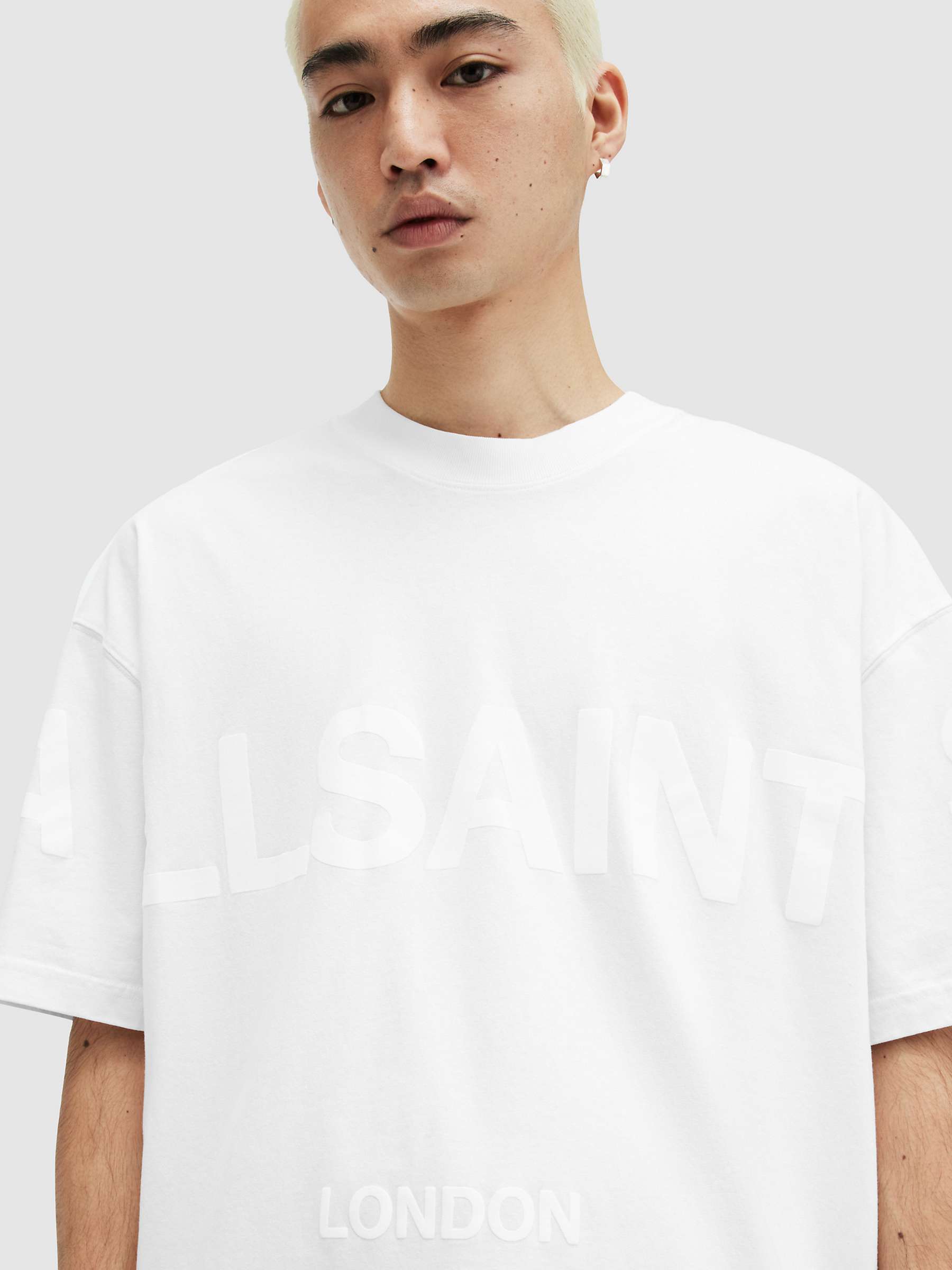 Buy AllSaints Biggy Short Sleeve Crew T-Shirt, Optic White Online at johnlewis.com
