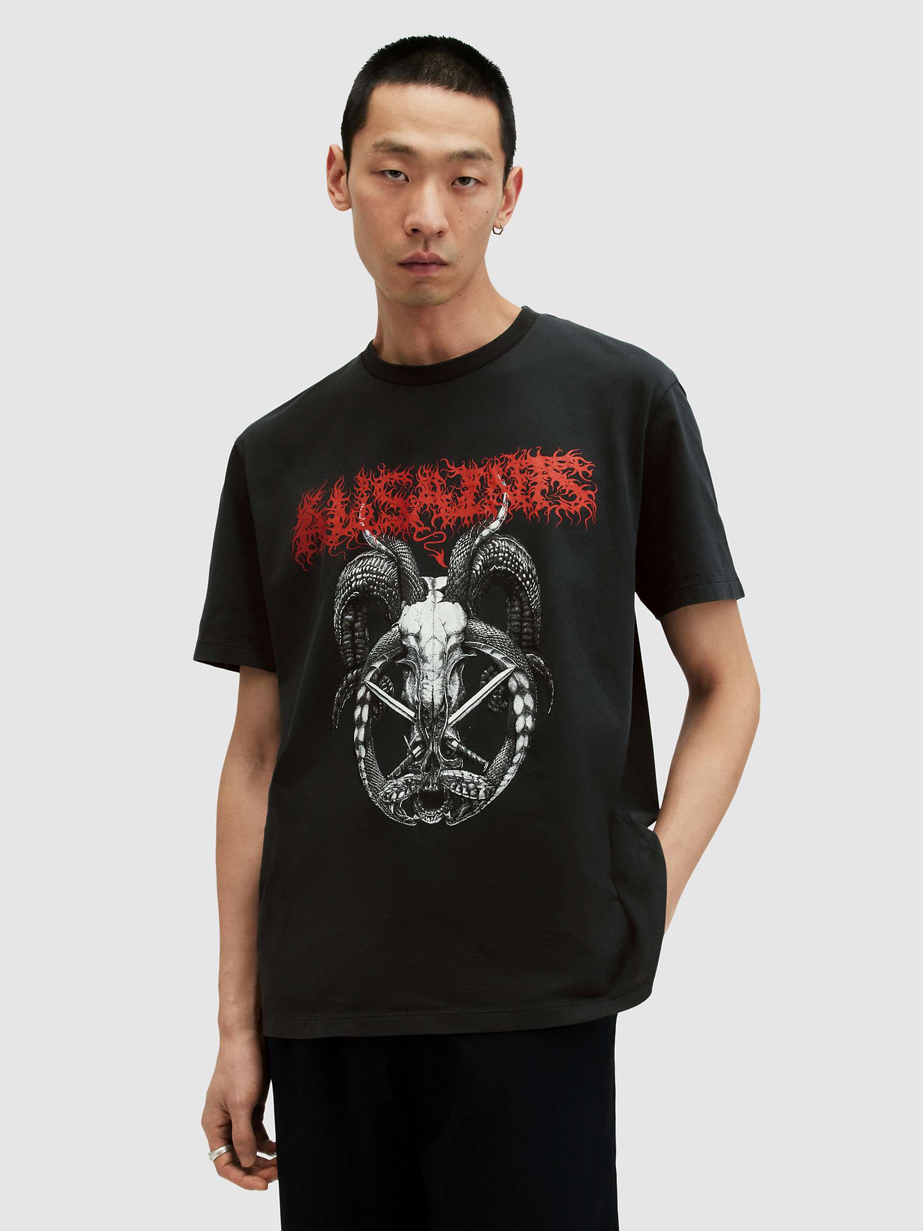 Buy AllSaints Archon Short Sleeve Graphic T-Shirt, Washed Black Online at johnlewis.com