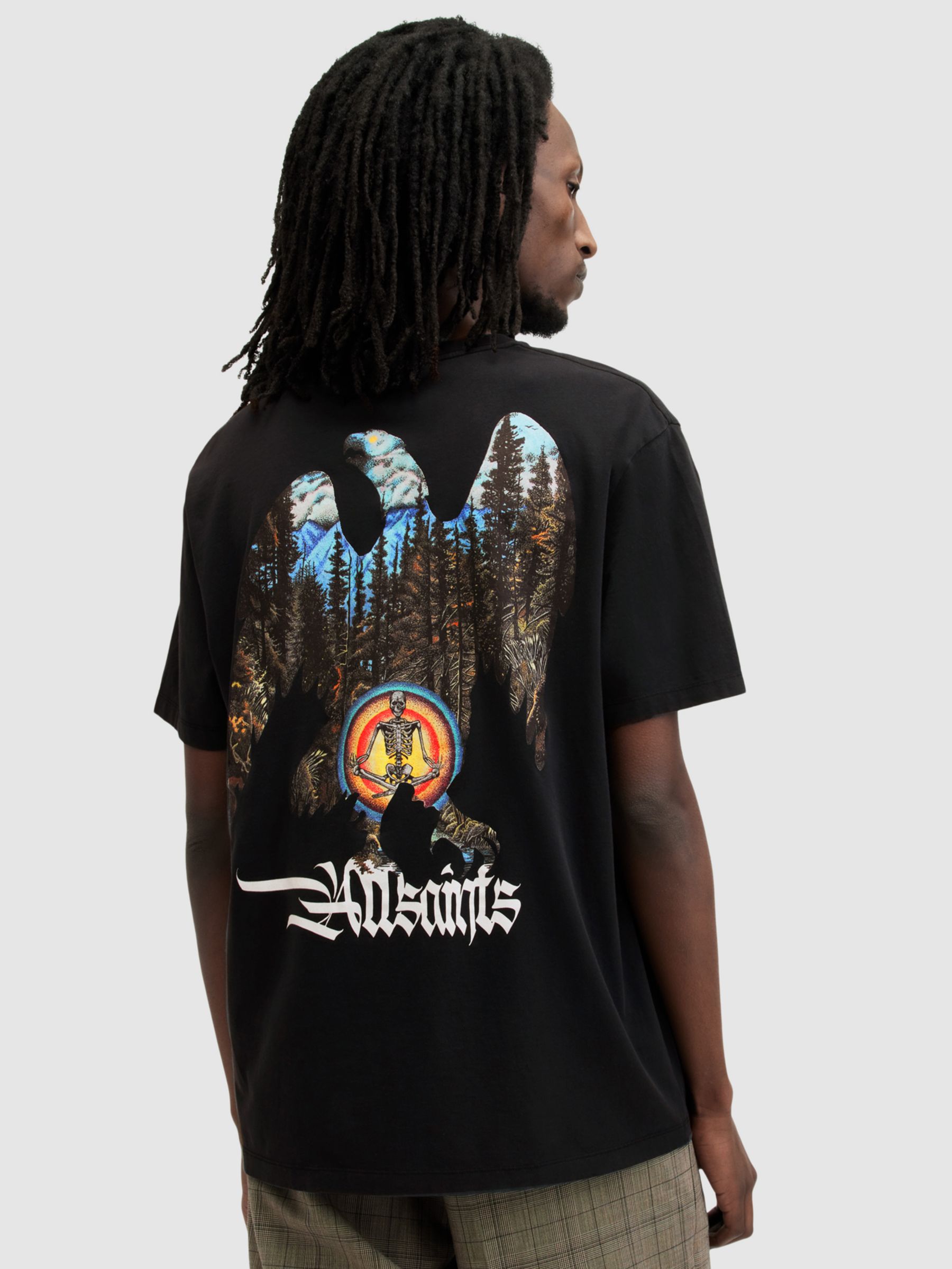 AllSaints Eagle Mountain Short Sleeve T-Shirt, Washed Black, M