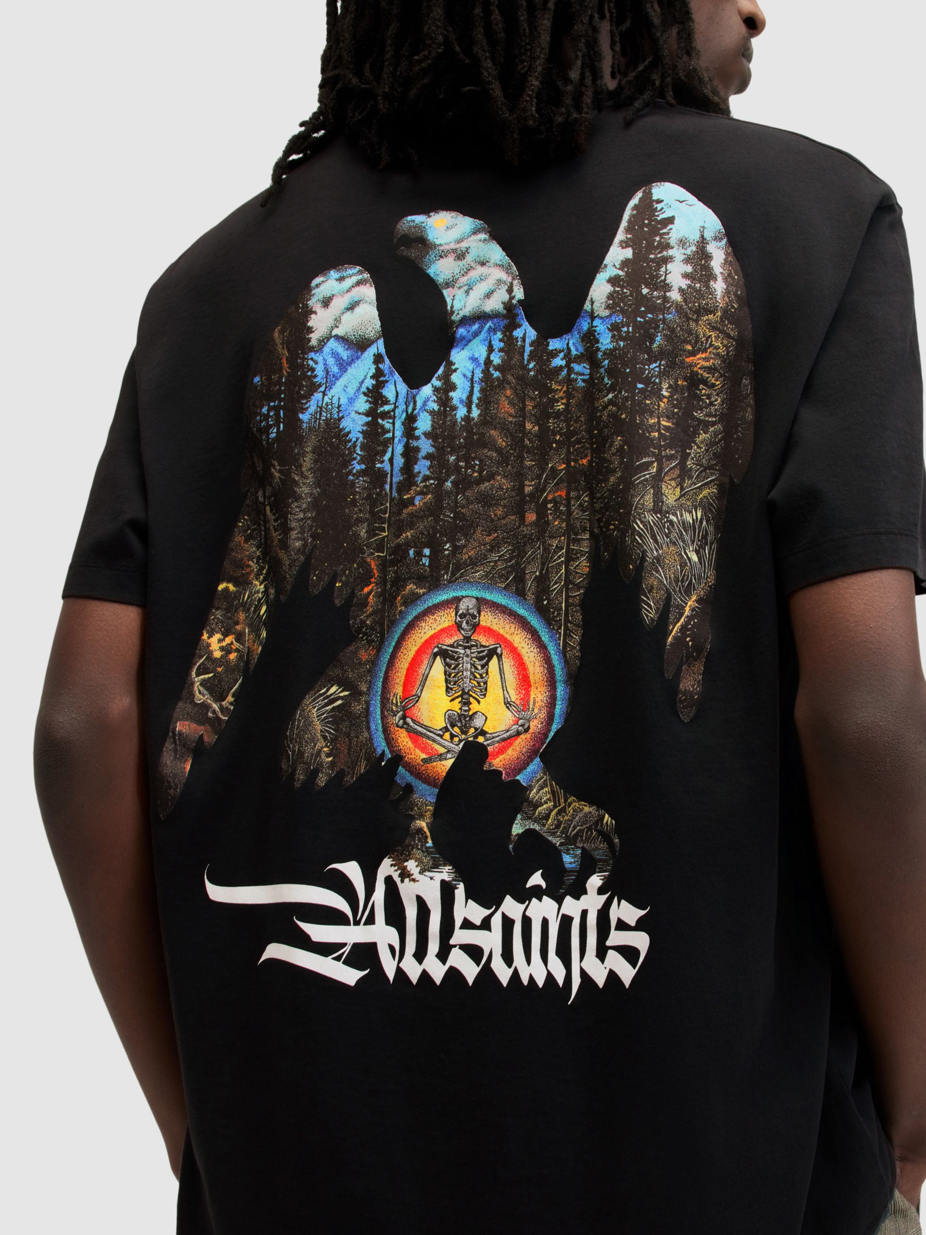 AllSaints Eagle Mountain Short Sleeve T-Shirt, Washed Black, M