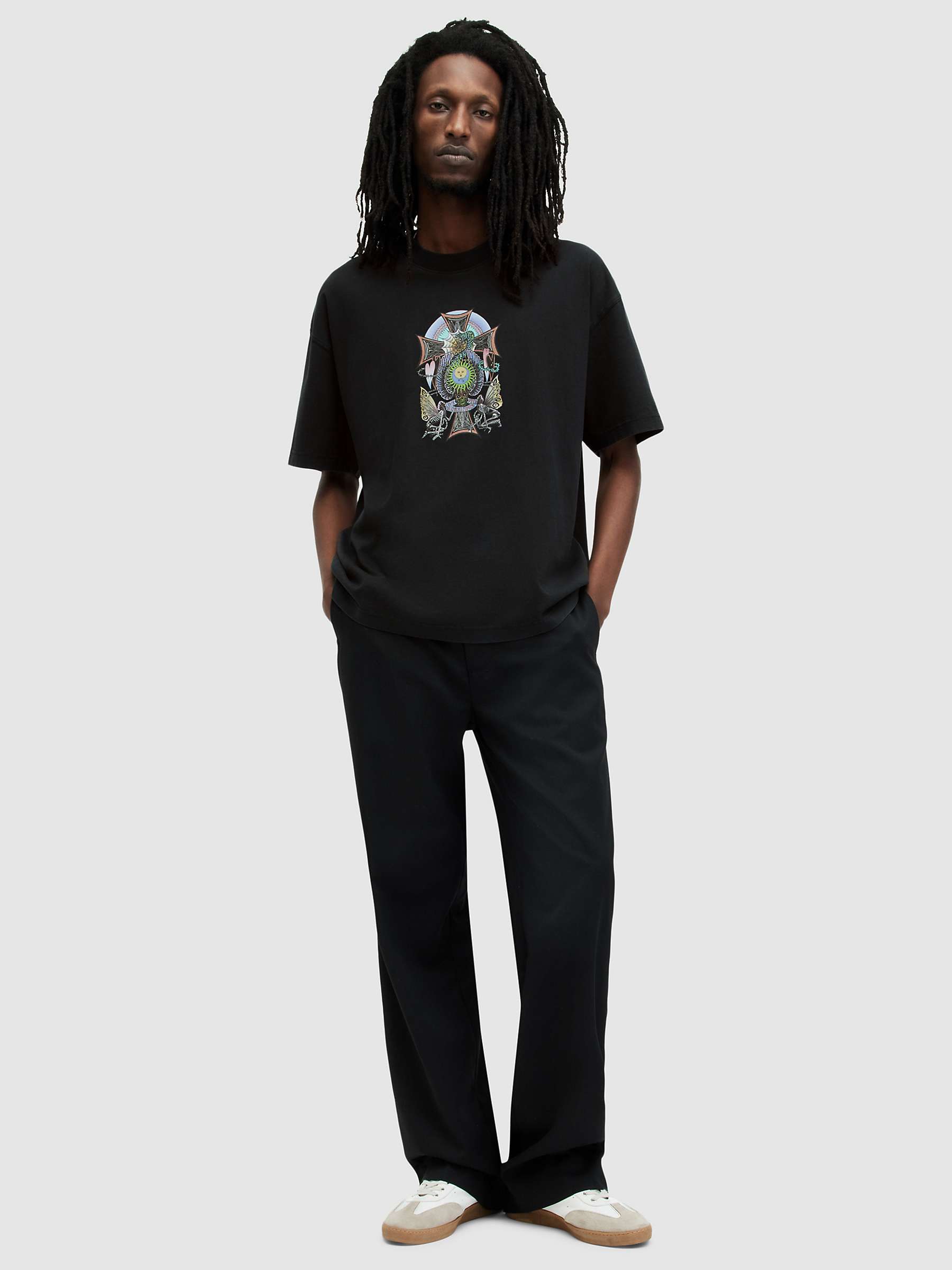 Buy AllSaints Free Spirit Short Sleeve T-Shirt, Washed Black Online at johnlewis.com