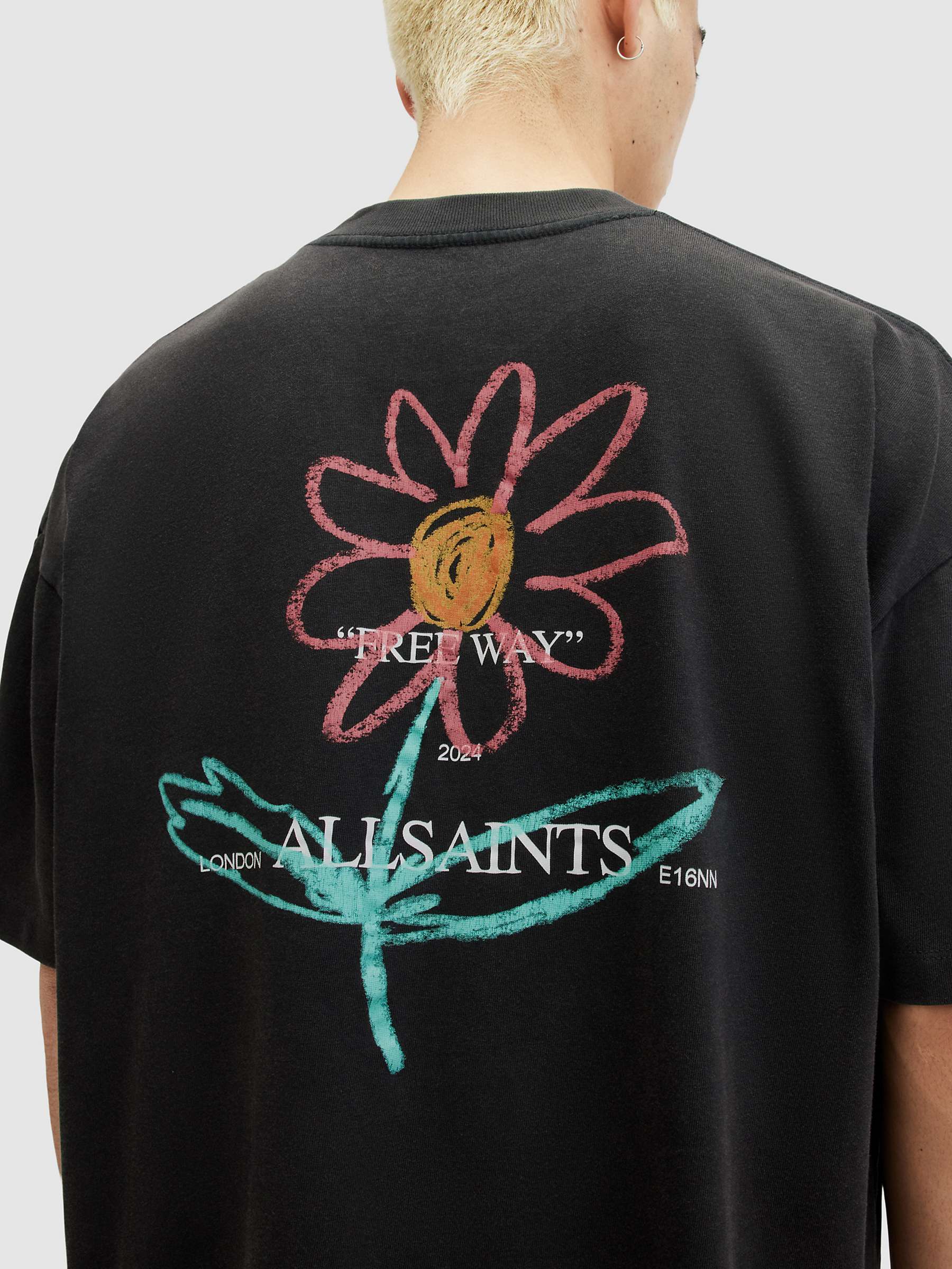 Buy AllSaints Crayo Short Sleeve Crew Neck T-Shirt, Washed Black Online at johnlewis.com