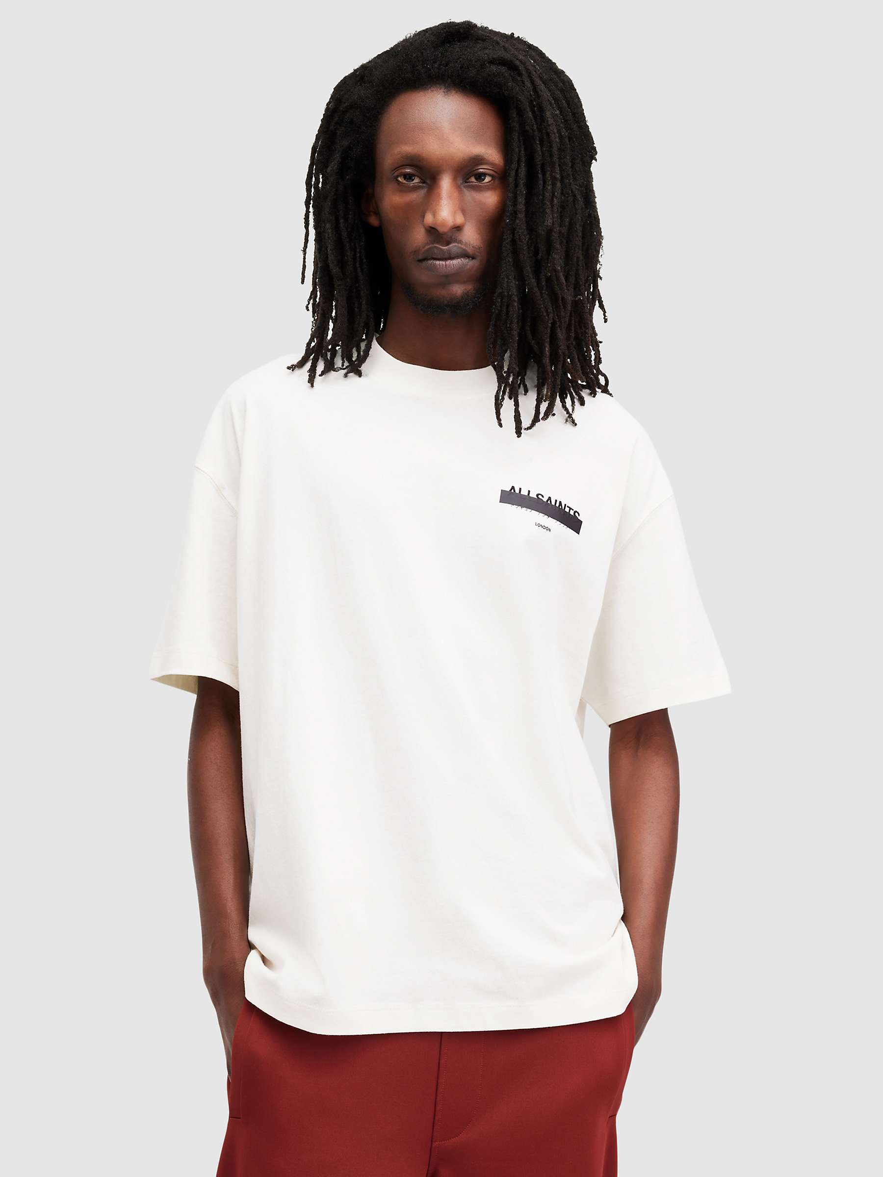 Buy AllSaints Redact Organic Cotton Short Sleeve Crew Neck T-Shirt, Ashen White Online at johnlewis.com