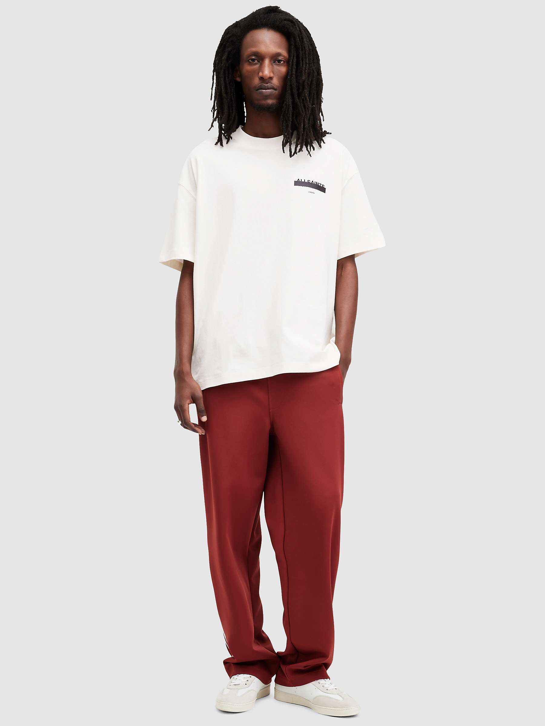 Buy AllSaints Redact Organic Cotton Short Sleeve Crew Neck T-Shirt, Ashen White Online at johnlewis.com