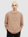 AllSaints Tierra Organic Cotton Crew Neck Top, Camel Brown