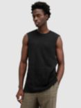 AllSaints Drax Organic Cotton Sleeveless Crew Jumper, Jet Black