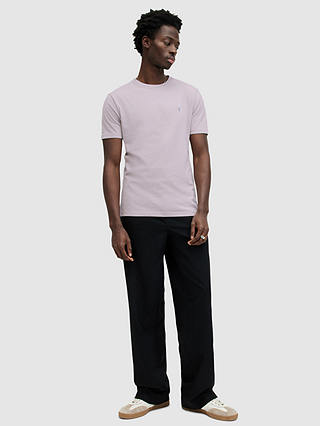 AllSaints Brace Contrast Organic Cotton Short Sleeve T-Shirt, Smokey Lilac