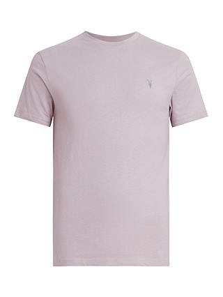 AllSaints Brace Contrast Organic Cotton Short Sleeve T-Shirt, Smokey Lilac