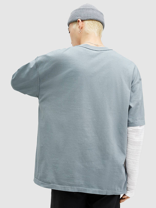 AllSaints Isac Short Sleeve Crew T-Shirt, Dusty Blue