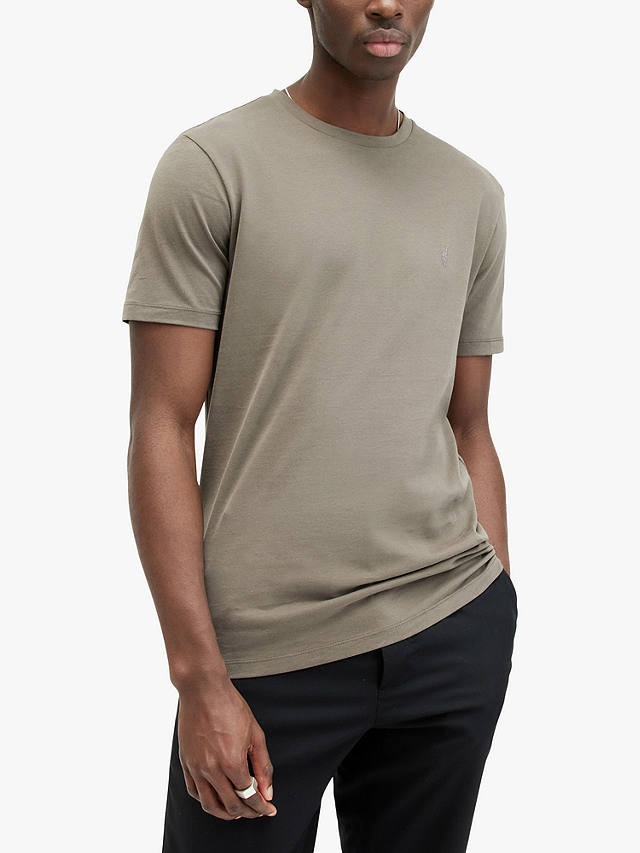 AllSaints Brace Short Sleeve Crew T-Shirt, Pack of 3, Green/Taupe/Grey