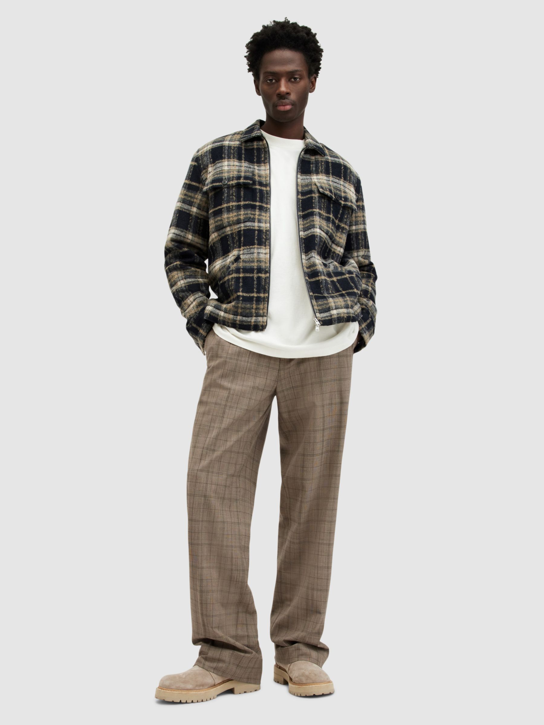 Buy AllSaints Hobart Trousers, Stone Online at johnlewis.com