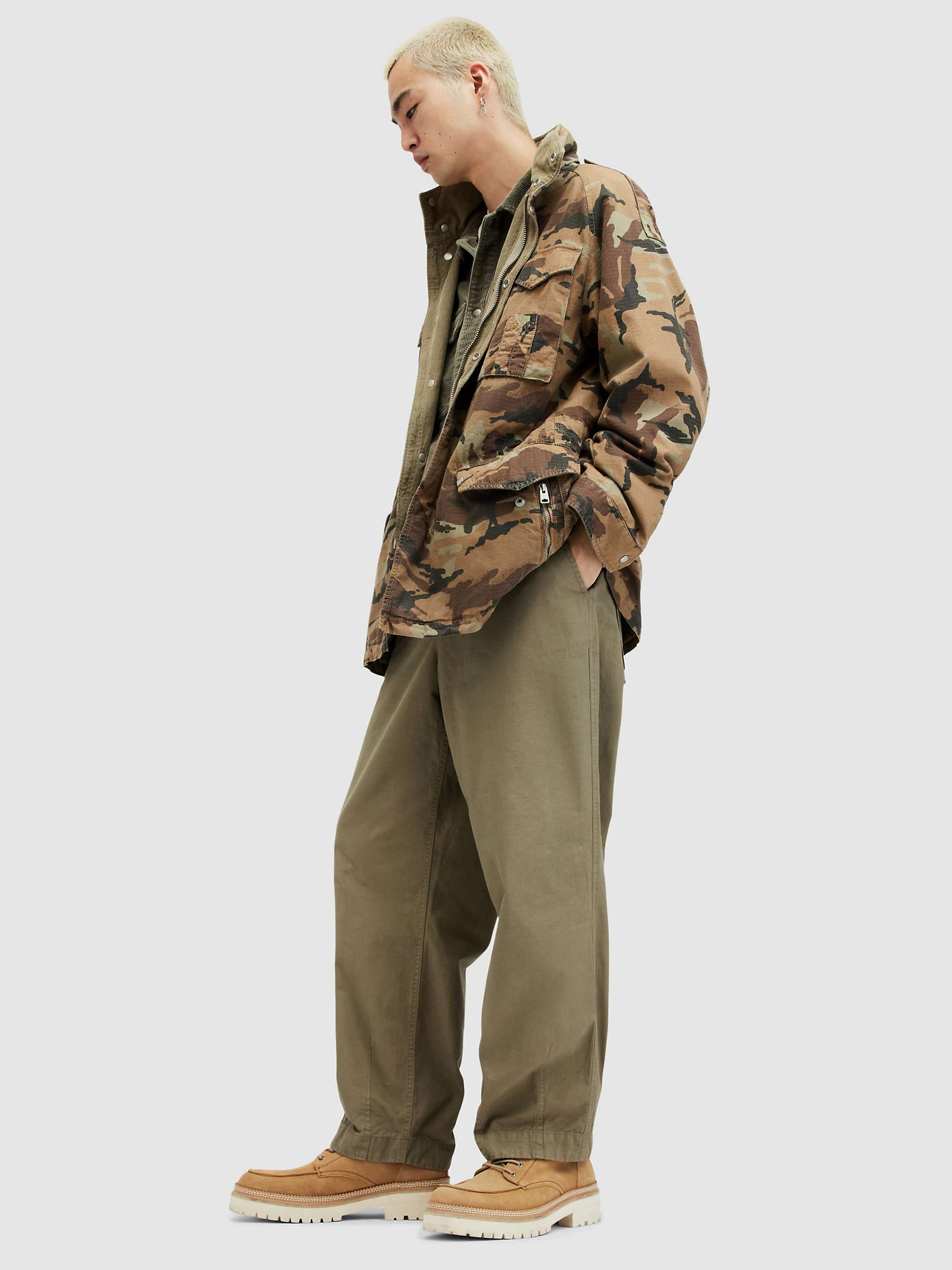 Buy AllSaints Buck Trousers, Military Green Online at johnlewis.com