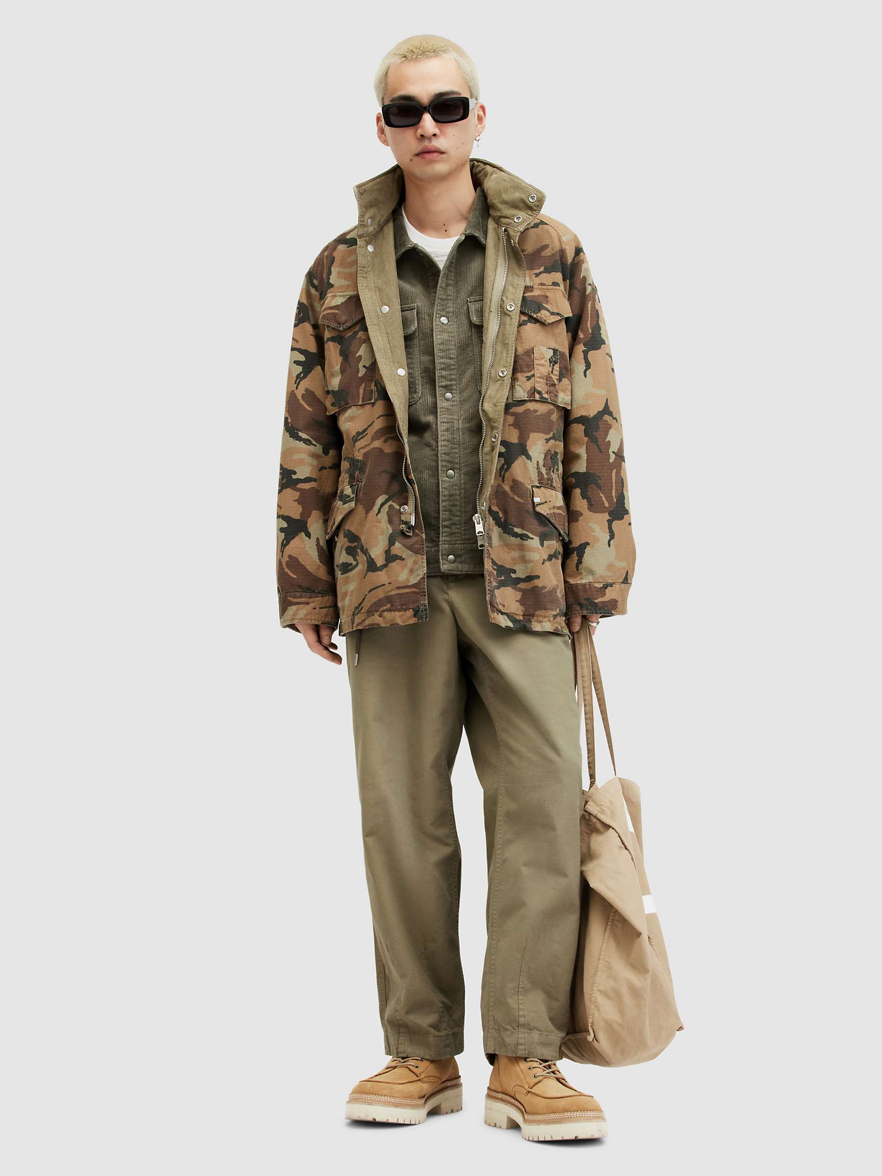 Buy AllSaints Buck Trousers, Military Green Online at johnlewis.com