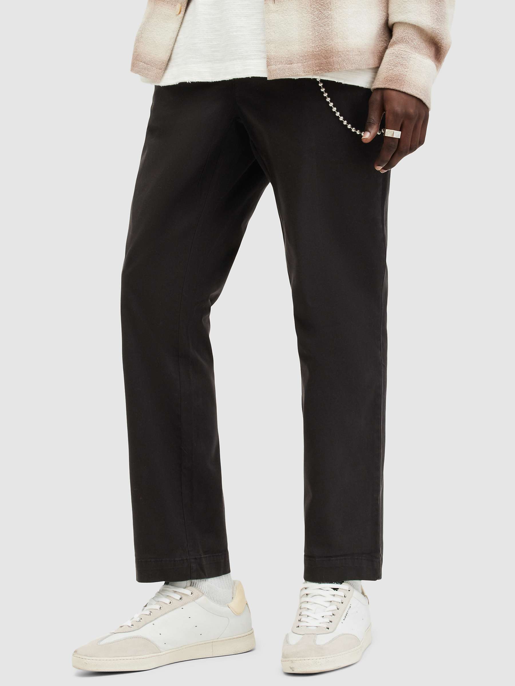 Buy AllSaints Rhode Organic Cotton Blend Trousers, Liquorice Black Online at johnlewis.com