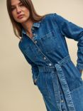 Nobody's Child Finchley Denim Shirt Midi Dress, Blue