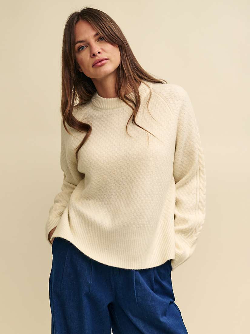 Buy Nobody's Child Cable Knit Boxy Crew Neck Jumper, Cream Online at johnlewis.com