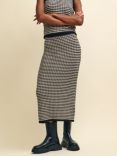 Nobody's Child Textured Stripe Midi Skirt, Black/Cream, Black/Cream