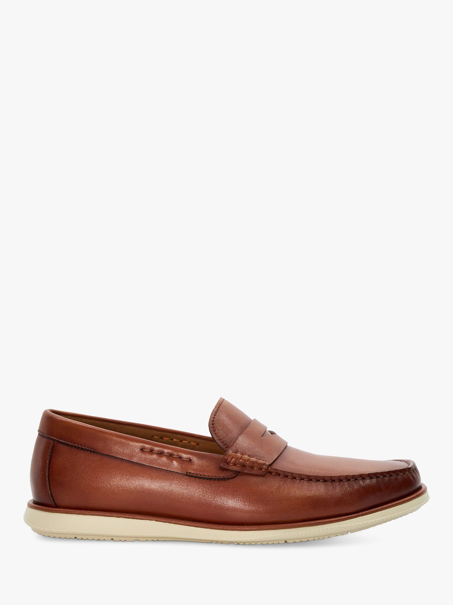 Dune Berkly Leather Loafers, Brown at John Lewis & Partners