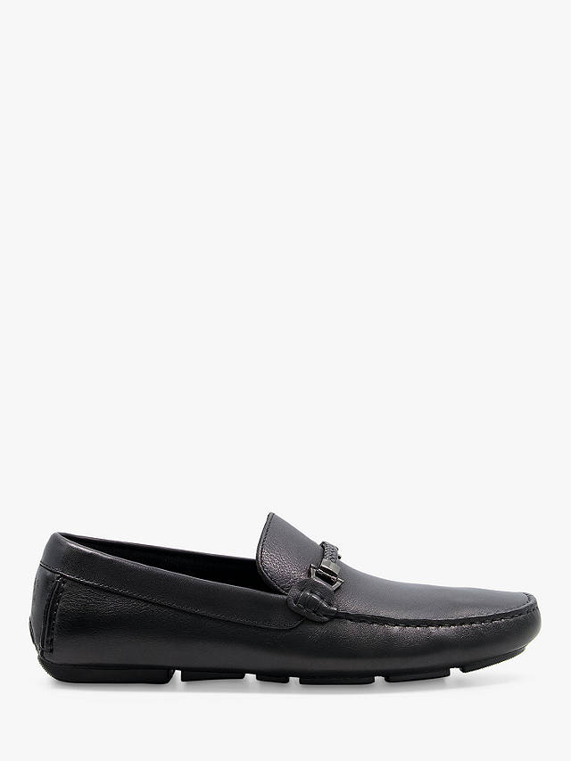 Dune Wide Fit Woven Trim Driver Beacons Loafers, Black-leather