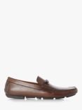 Dune Wide Fit Woven Trim Driver Beacons Loafers, Dark Brown-leather