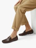 Dune Wide Fit Woven Trim Driver Beacons Loafers, Dark Brown
