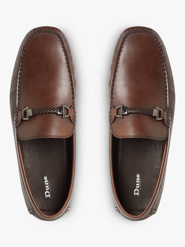 Dune Wide Fit Woven Trim Driver Beacons Loafers, Dark Brown-leather