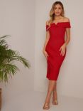 Chi Chi London Bardot Bodycon Dress, Red