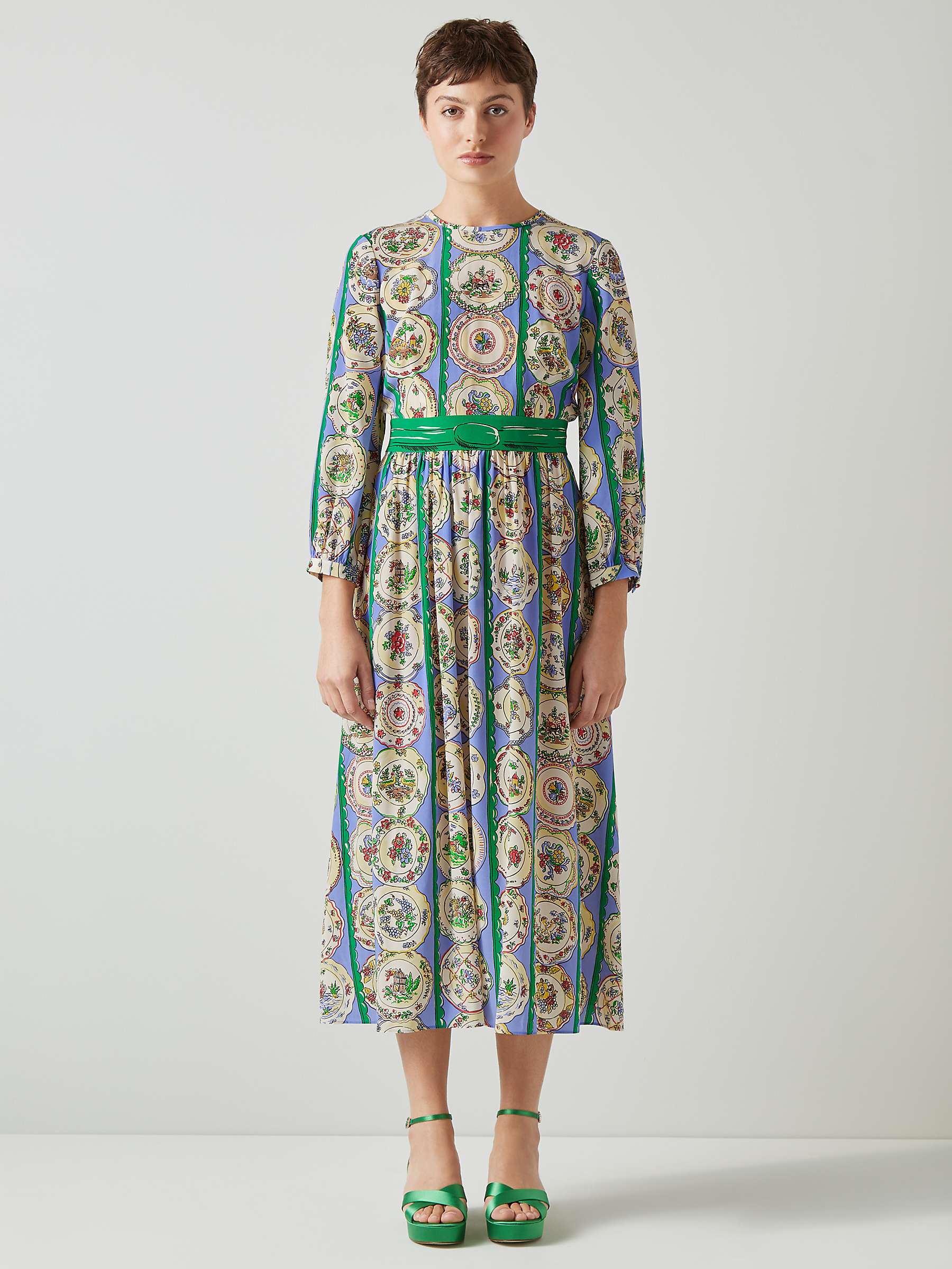 Buy L.K.Bennett Erica Silk Midi Dress, Multi Online at johnlewis.com
