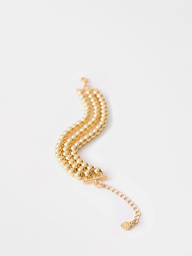 Mint Velvet Triple Strand Beaded Bracelet, Gold