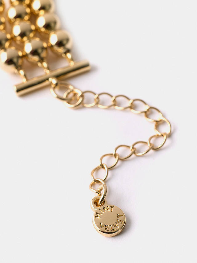 Mint Velvet Triple Strand Beaded Bracelet, Gold