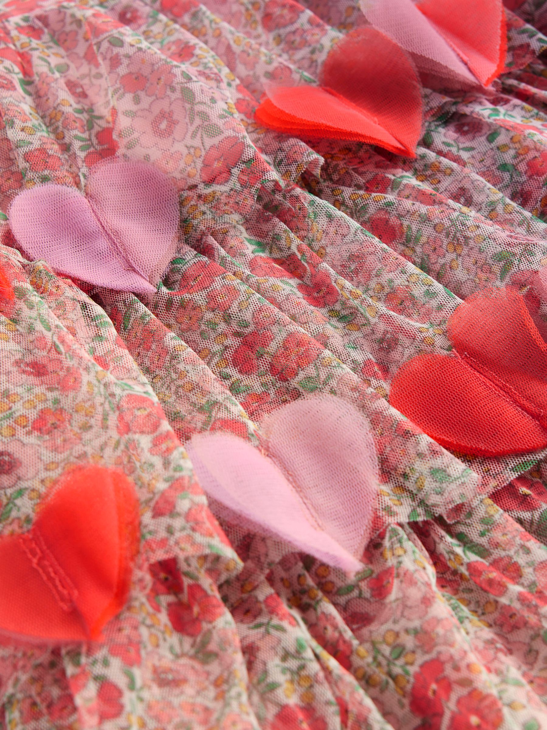 Buy Mini Boden Kids' Heart Tiered Dress, Pink Flowerbed Online at johnlewis.com
