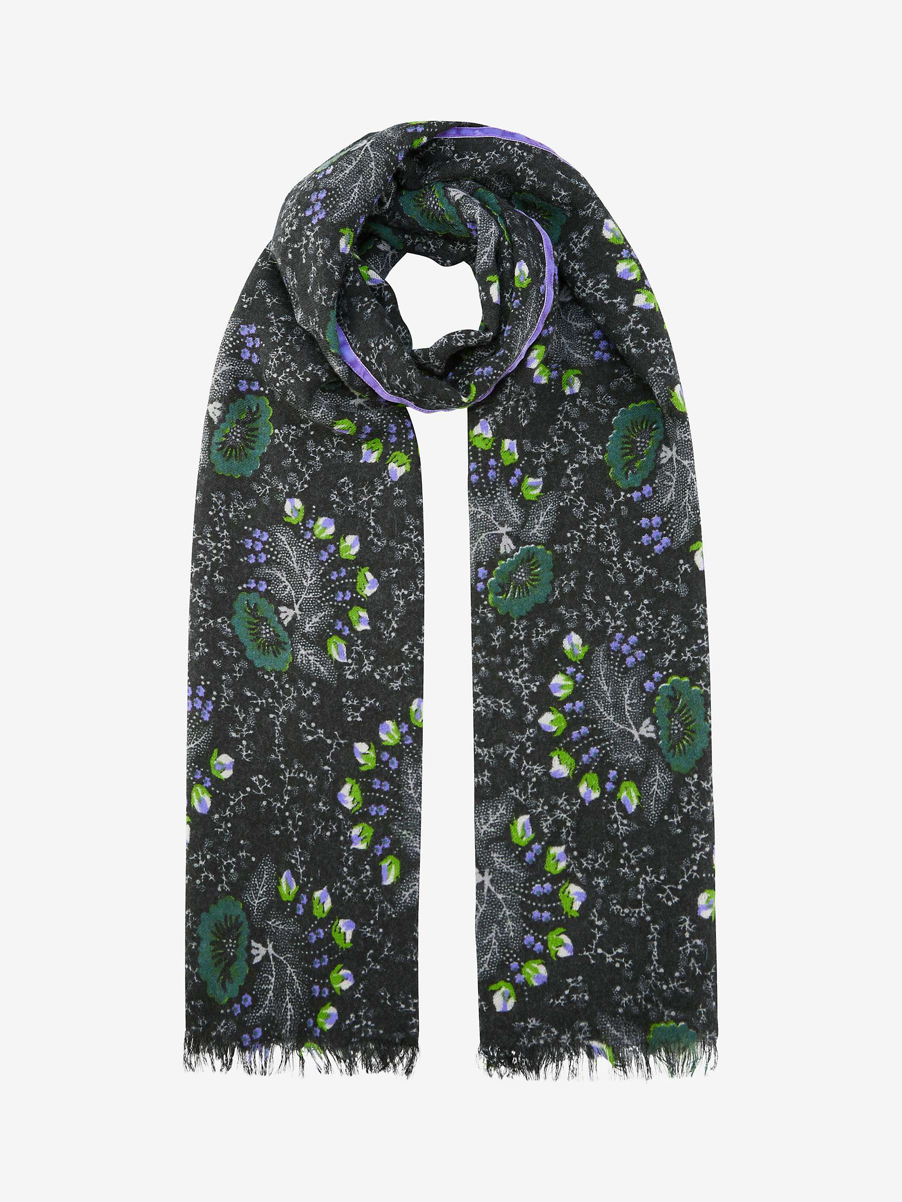 Buy Brora Passion Flower Print Wool Stole, Violet/Spruce Online at johnlewis.com