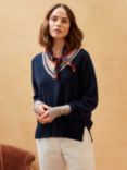 Brora Cashmere Gauzy Jumper, French Navy/Ash