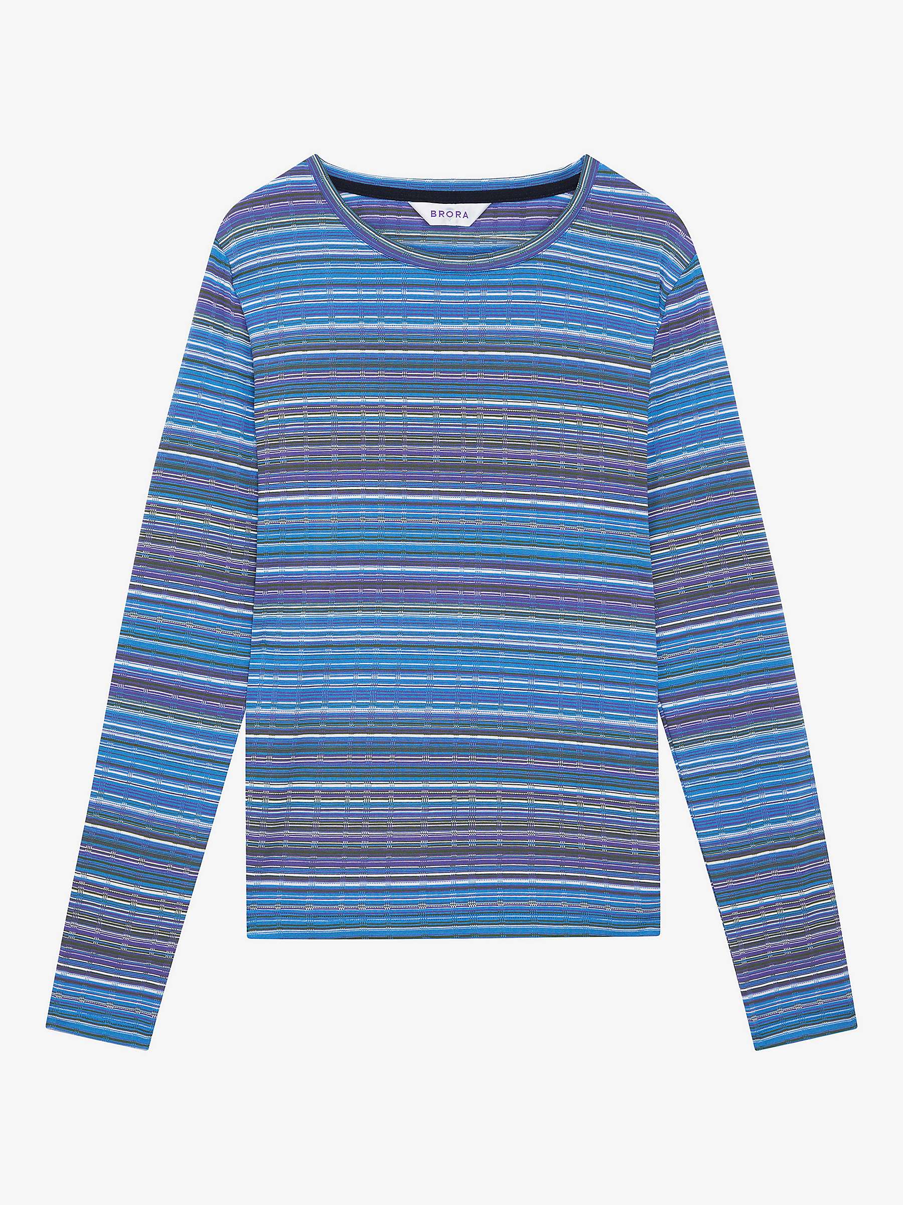 Buy Brora Fine Stripe Jersey Top, Violet/Sky Online at johnlewis.com