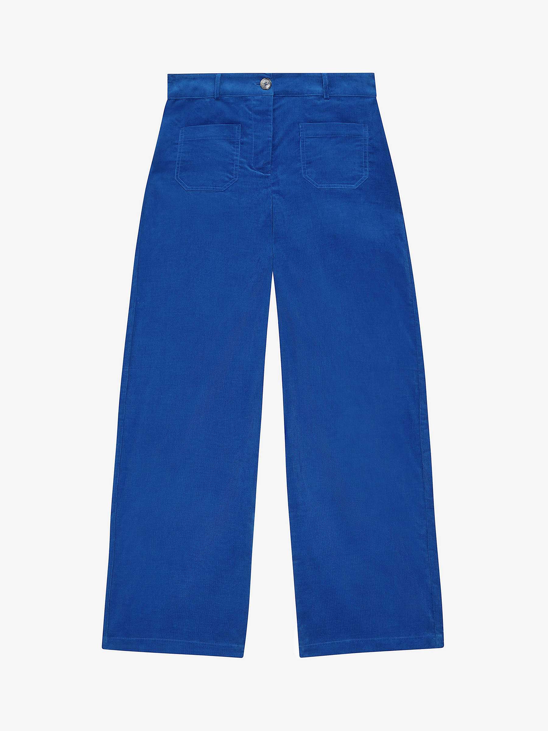 Buy Brora Needlecord Cotton Wide Leg Trousers, Cobalt Online at johnlewis.com