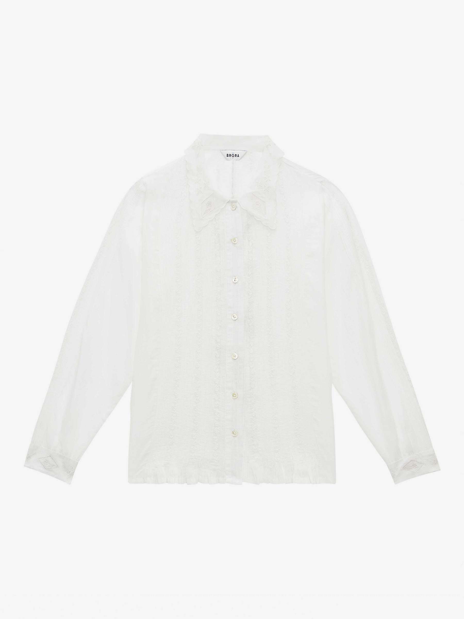 Buy Brora Organic Cotton Fine Pintuck Shirt, White Online at johnlewis.com