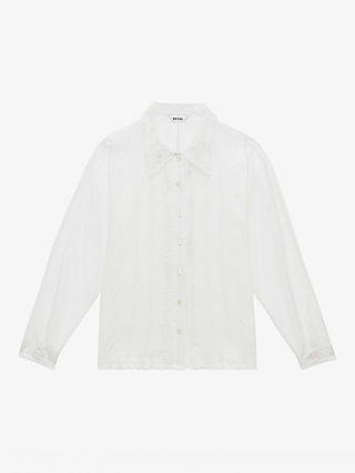 Brora Organic Cotton Fine Pintuck Shirt, White at John Lewis & Partners
