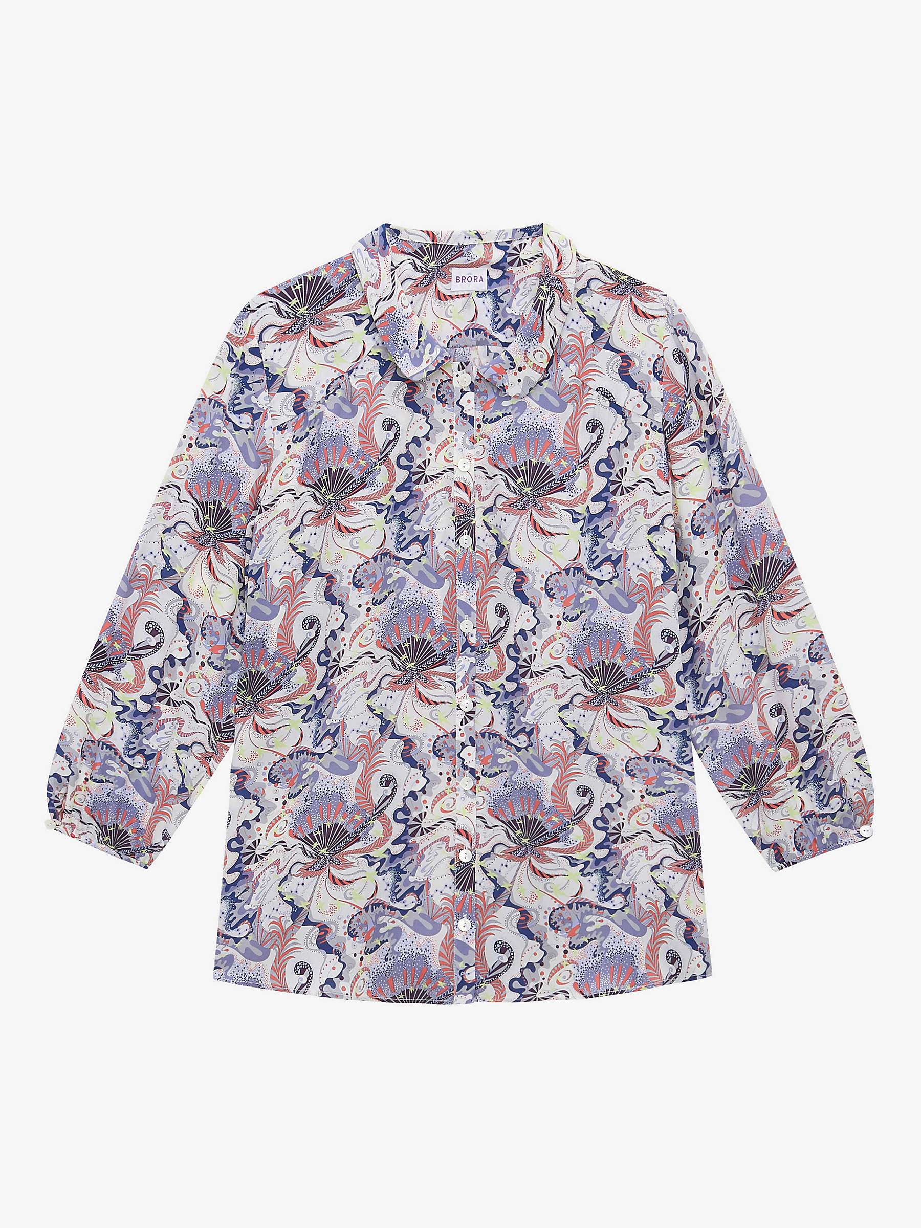 Buy Brora Liberty Peter Pan Collar Floral Silk Shirt, Lilac Carnival Online at johnlewis.com