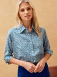 Brora Liberty Danedlion Print Silk Shirt, Blue