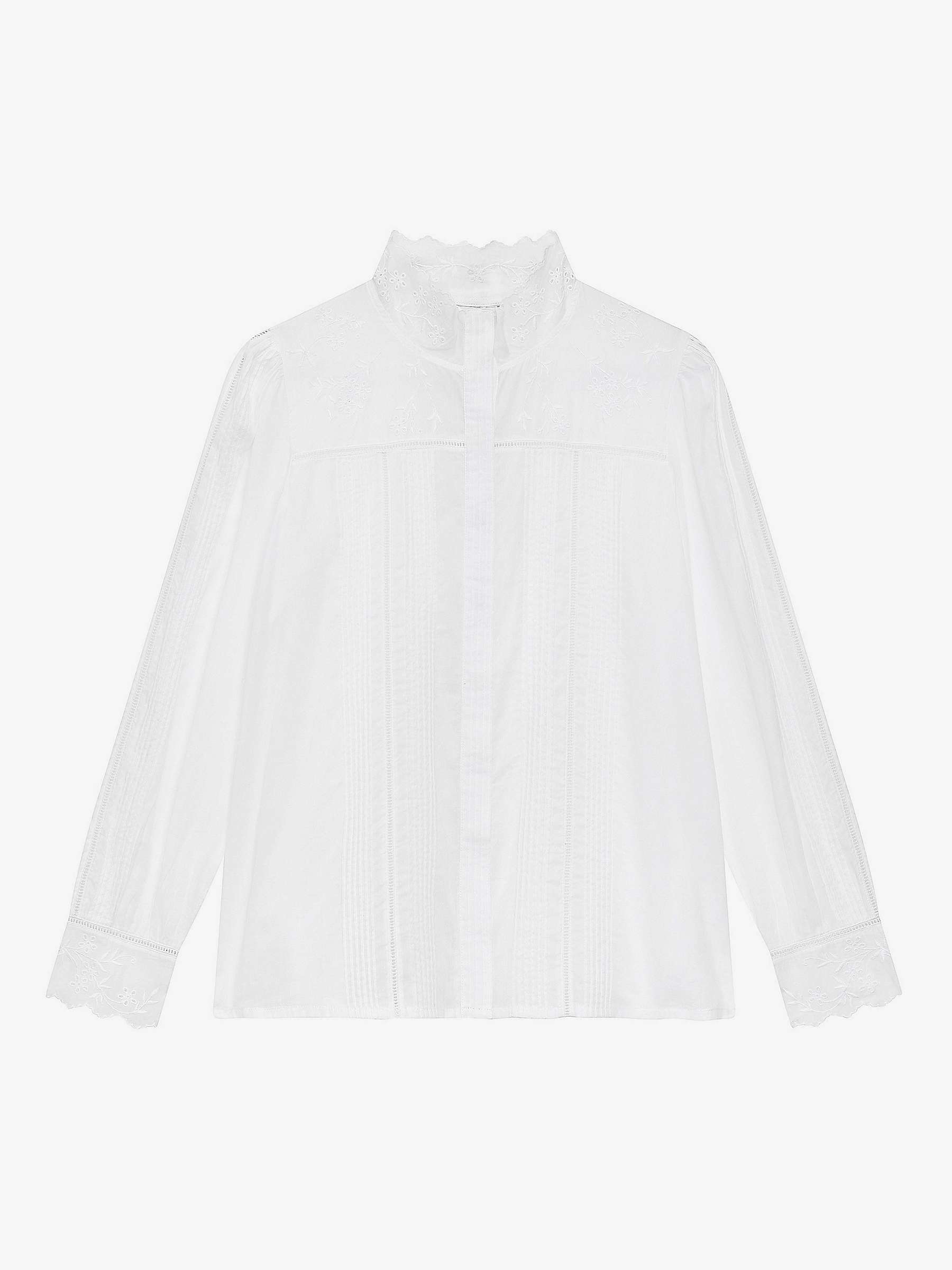 Buy Brora Organic Cotton Floral Embroidered Shirt, White Online at johnlewis.com